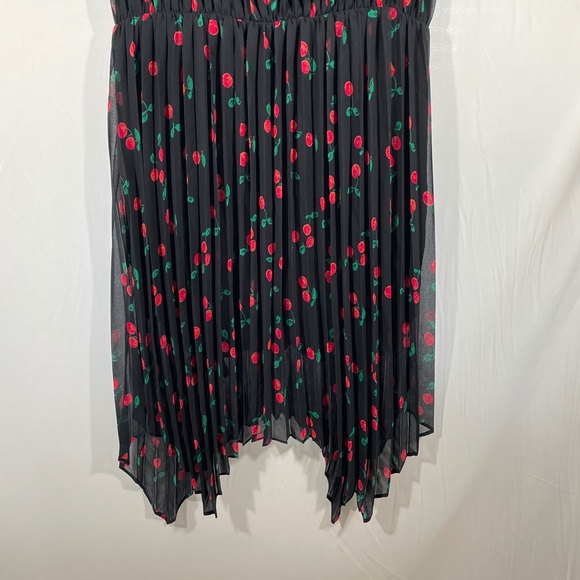 NWT $388 The Kooples [ 4‎ (XL) ] V-Neck Cherry Print Asymmetric Dress #G903 - Picture 14 of 14